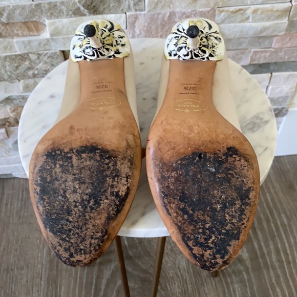 Prada Carved Rose Flower Stem Heel Stiletto Satin - Picture 6 of 12